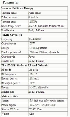 100w Six-polar RF kawitacyjny Liposukcja próżniowy Maszyna, Body wyszczuplające Beauty sprzętu